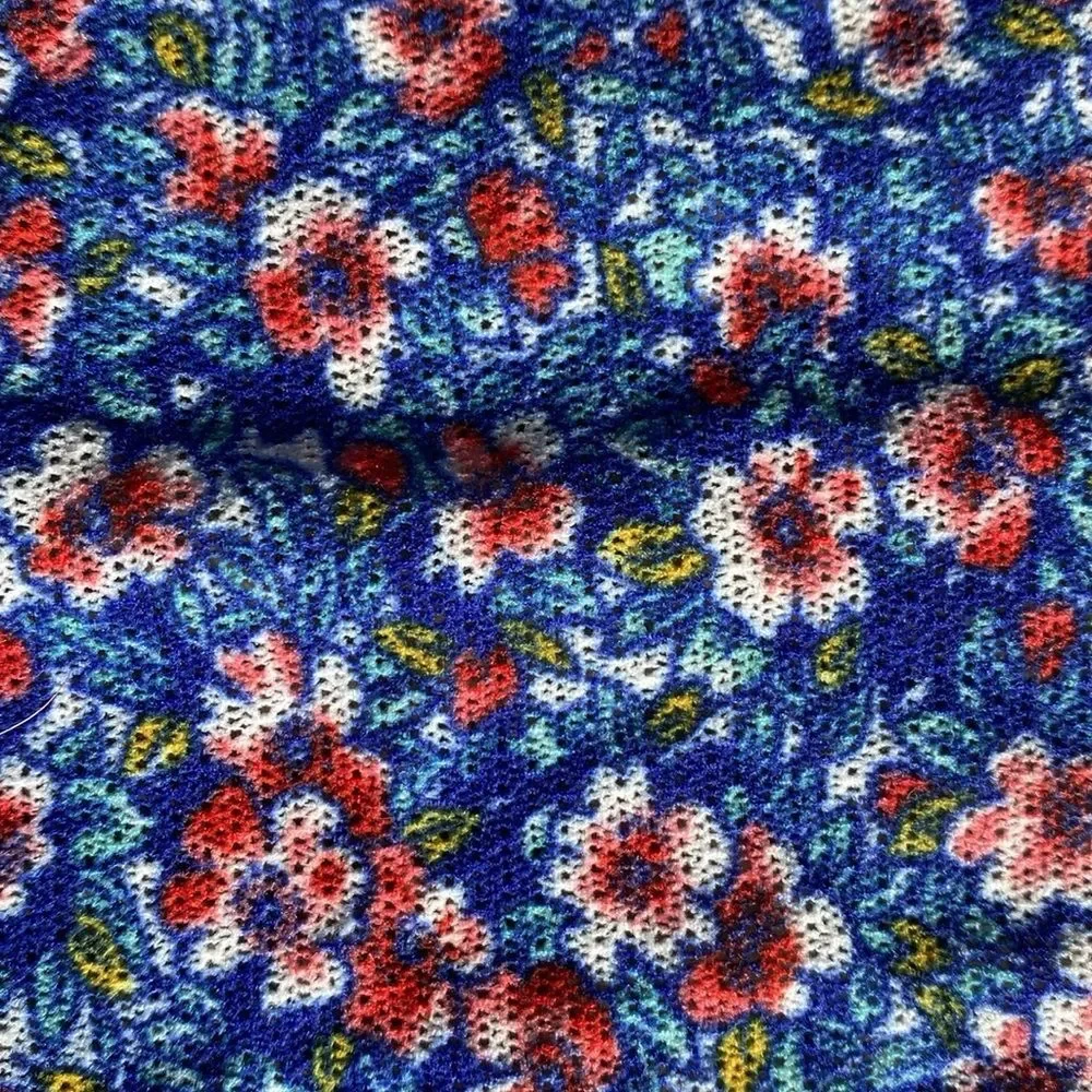 Vintage Red Floral Blue Bandana OS Cottage Core Coastal Boho Hippy
